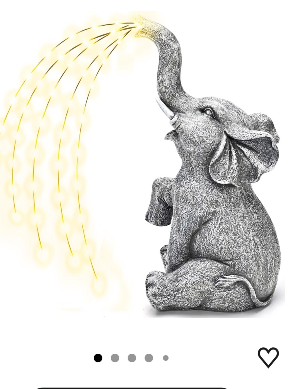 Twinkling Lights Elephant Statue - Grey LED Waterfall Accent